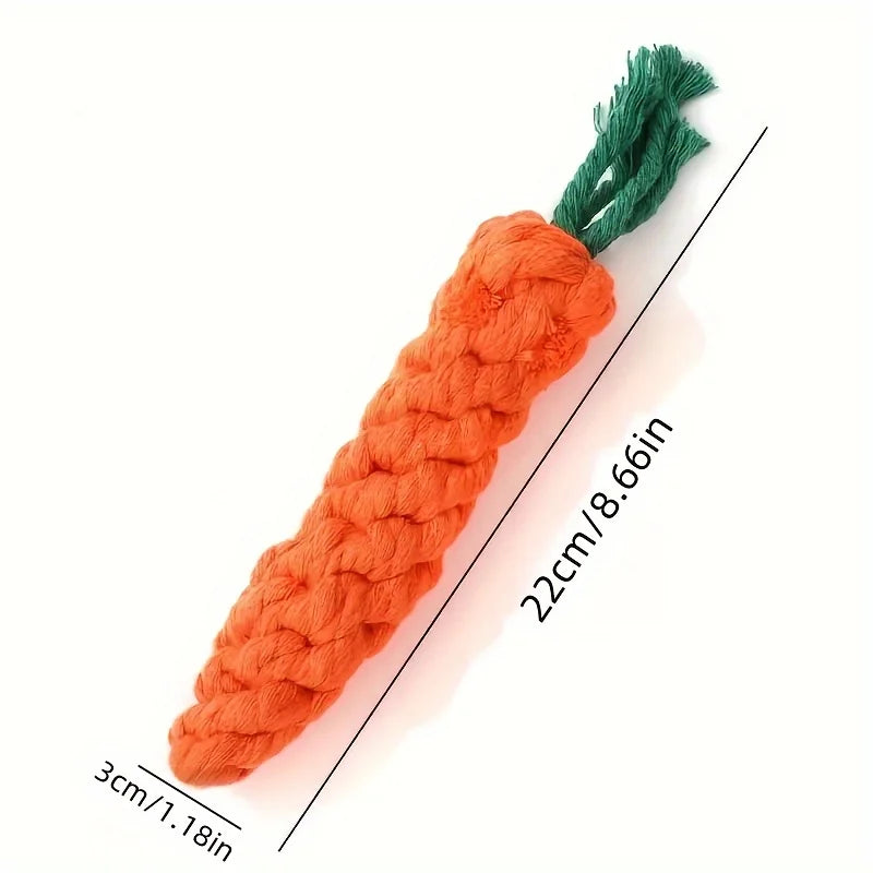 Pet carrot cotton rope toy, hand-woven