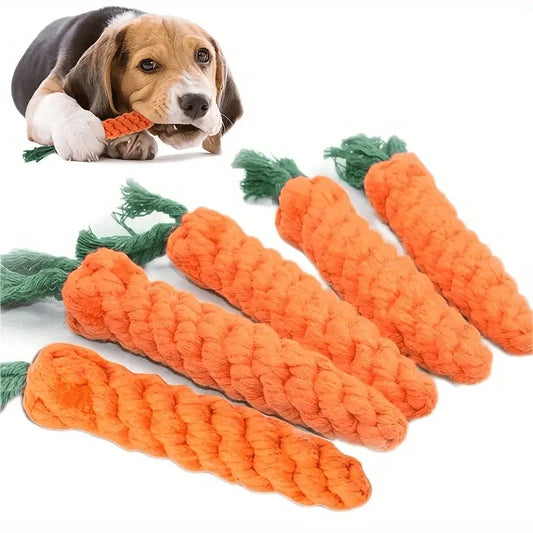 Pet carrot cotton rope toy, hand-woven