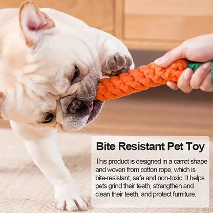 Pet carrot cotton rope toy, hand-woven